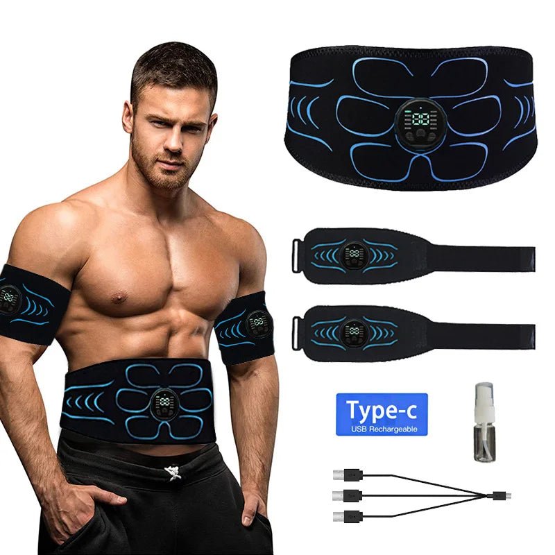 Cat Shop Boys - Smart Abdominal Toning Belt EMS Muscle Stimulator Abs Muscle Toner USB Charge Body Massager Waist Weight Loss Fitness Equipment