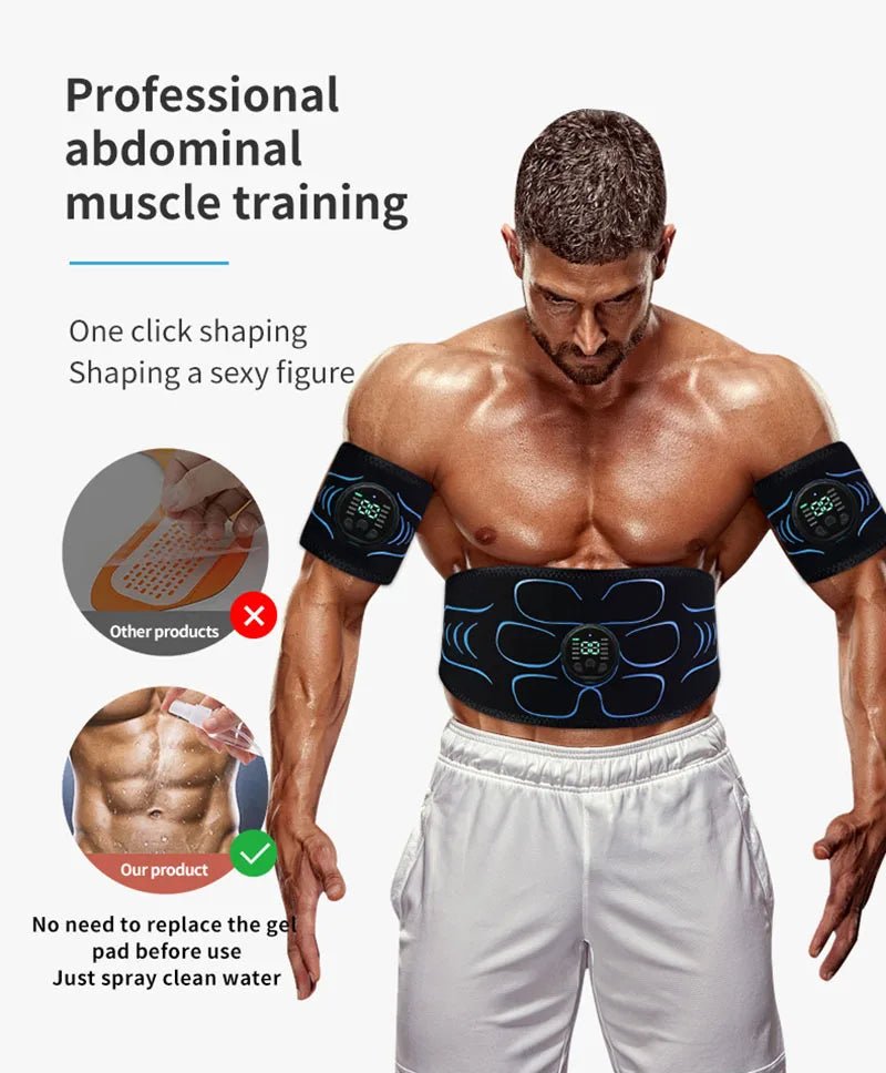 Cat Shop Boys - Smart Abdominal Toning Belt EMS Muscle Stimulator Abs Muscle Toner USB Charge Body Massager Waist Weight Loss Fitness Equipment