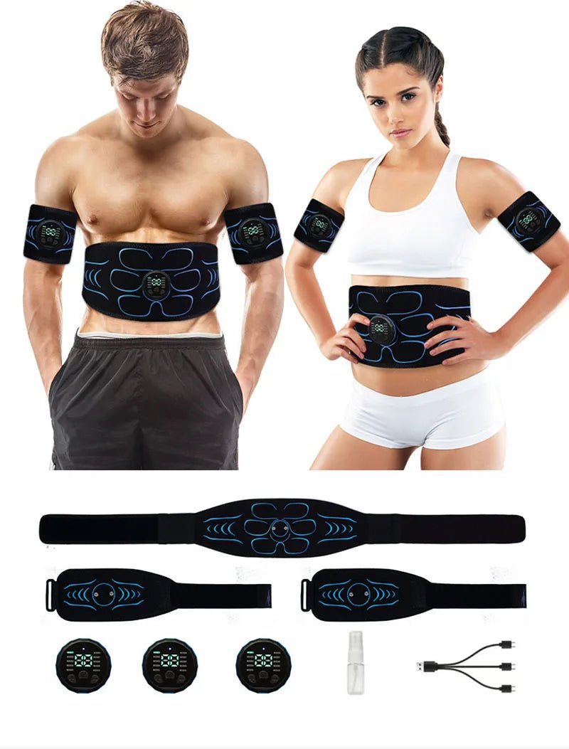 Cat Shop Boys - Smart Abdominal Toning Belt EMS Muscle Stimulator Abs Muscle Toner USB Charge Body Massager Waist Weight Loss Fitness Equipment