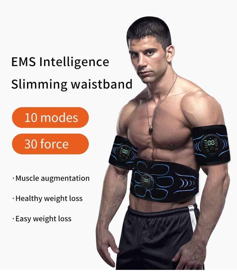 Cat Shop Boys - Smart Abdominal Toning Belt EMS Muscle Stimulator Abs Muscle Toner USB Charge Body Massager Waist Weight Loss Fitness Equipment