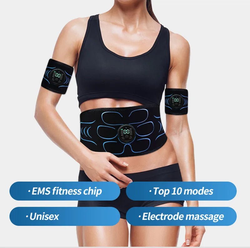 Cat Shop Boys - Smart Abdominal Toning Belt EMS Muscle Stimulator Abs Muscle Toner USB Charge Body Massager Waist Weight Loss Fitness Equipment