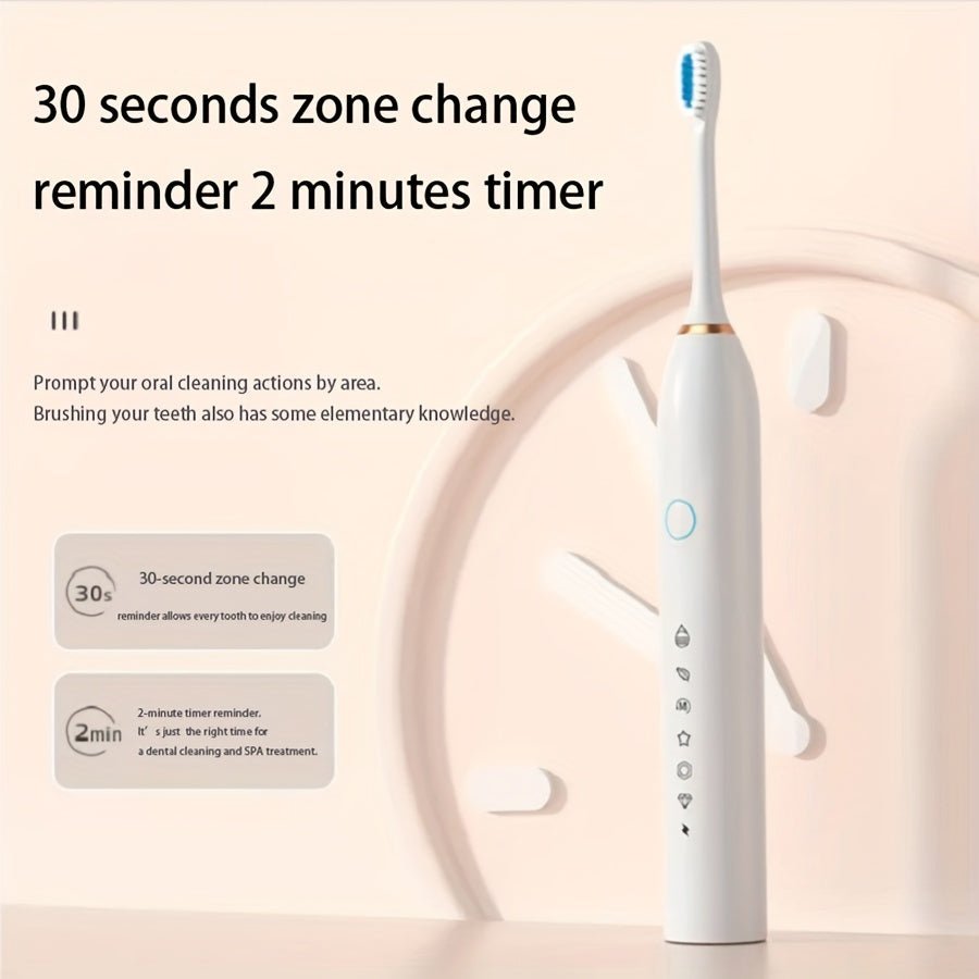 Cat Shop Boys - Smart Electric Toothbrush with 6 Modes 42000vpm & Smart Timer - Effectively Cleans Teeth & Gums, Rechargeable USB Electric Toothbrush with 4/8 Replacement Head, Sonic Electric Toothbrush for Adults, Available in 3 Colors, Gre