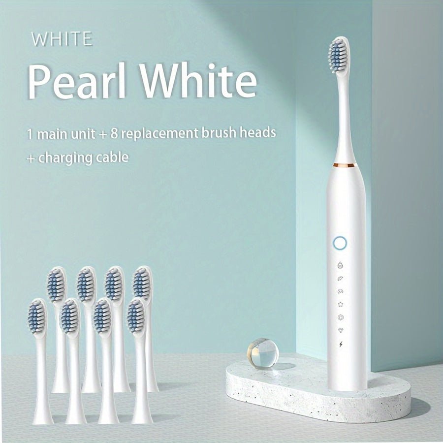 Cat Shop Boys - Smart Electric Toothbrush with 6 Modes 42000vpm & Smart Timer - Effectively Cleans Teeth & Gums, Rechargeable USB Electric Toothbrush with 4/8 Replacement Head, Sonic Electric Toothbrush for Adults, Available in 3 Colors, Gre