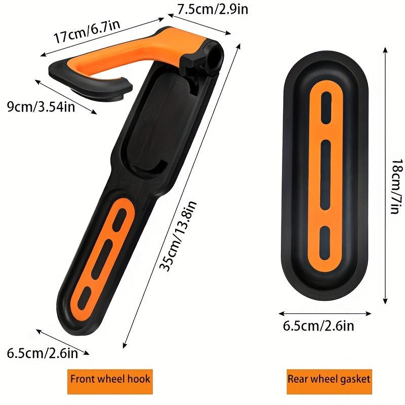 Cat Shop Boys - Space - Saving Folding Bicycle Wall Hook - Sleek Black & Orange ABS Rack for Indoor, Garage & Shed Storage - Easy to Install, Vertical Bike Hanging Solution with Mounting Screws Included - Ideal for Road & Mountain Bikes, Bike