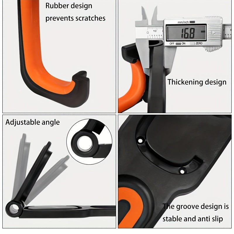 Cat Shop Boys - Space - Saving Folding Bicycle Wall Hook - Sleek Black & Orange ABS Rack for Indoor, Garage & Shed Storage - Easy to Install, Vertical Bike Hanging Solution with Mounting Screws Included - Ideal for Road & Mountain Bikes, Bike