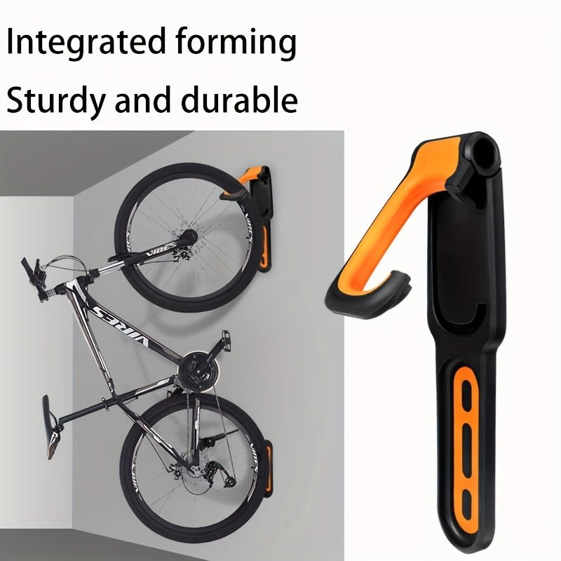 Cat Shop Boys - Space - Saving Folding Bicycle Wall Hook - Sleek Black & Orange ABS Rack for Indoor, Garage & Shed Storage - Easy to Install, Vertical Bike Hanging Solution with Mounting Screws Included - Ideal for Road & Mountain Bikes, Bike