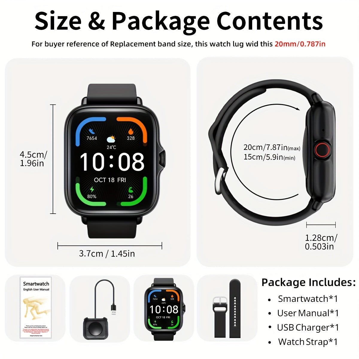 Cat Shop Boys - Sports Smart Watch, 1.83'' Full Touch Screen Display with Message, Answer Make Call Smartwatch, Sleep Monitoring, Sports Pedometer, Information Alerts, For iPhone Android Phones, Smartbands Fitness Watch For Women Men Friend