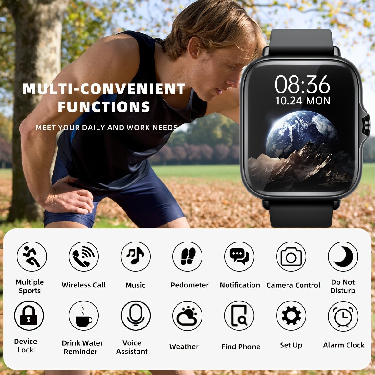 Cat Shop Boys - Sports Smart Watch, 1.83'' Full Touch Screen Display with Message, Answer Make Call Smartwatch, Sleep Monitoring, Sports Pedometer, Information Alerts, For iPhone Android Phones, Smartbands Fitness Watch For Women Men Friend