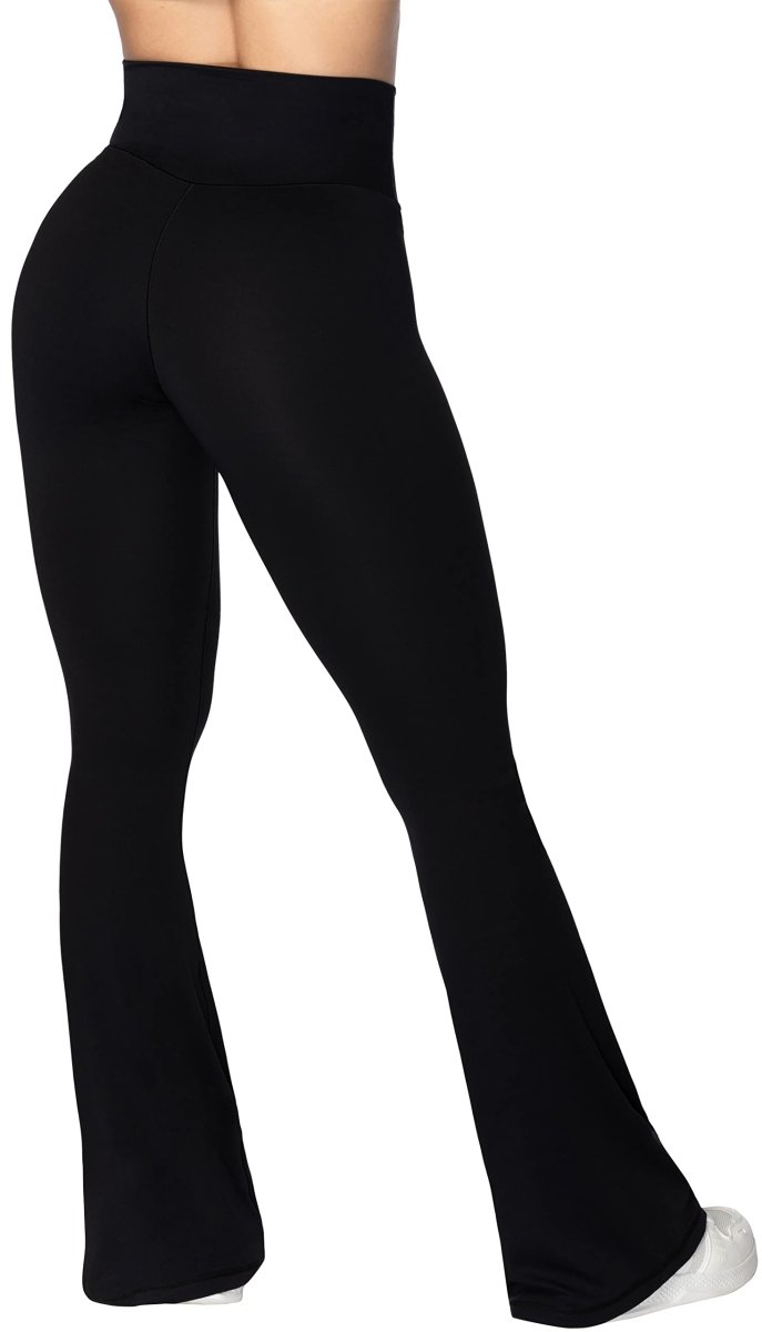 Cat Shop Boys - Sunzel Flare Leggings, Crossover Yoga Pants for Women with Tummy Control, High - Waisted and Wide Leg Black