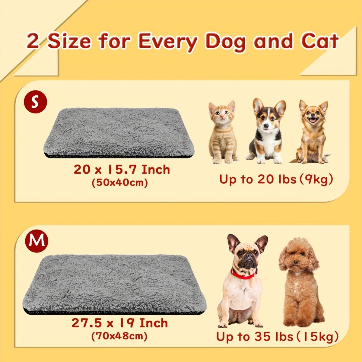 Cat Shop Boys - Super Soft Self Warming Small Medium Cat Dog Bed, Thermal Washable Anti - Slip Self Heating Pet Kennel Pad for Indoor Outdoor Sleeping