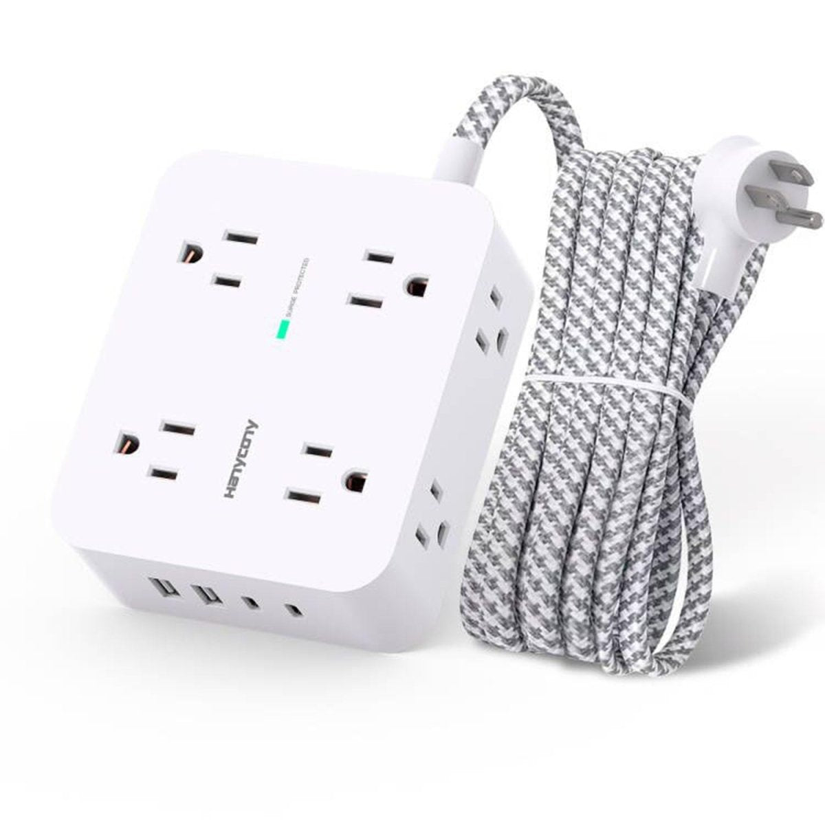 Cat Shop Boys - Surge Protector Power Strip - 8 Outlets with 4 USB (2 USB C) Charging Ports, Multi Plug Outlet Extender, 5Ft Braided Extension Cord, Flat Plug Wall Mount Desk USB Charging Station for Home Office ETL