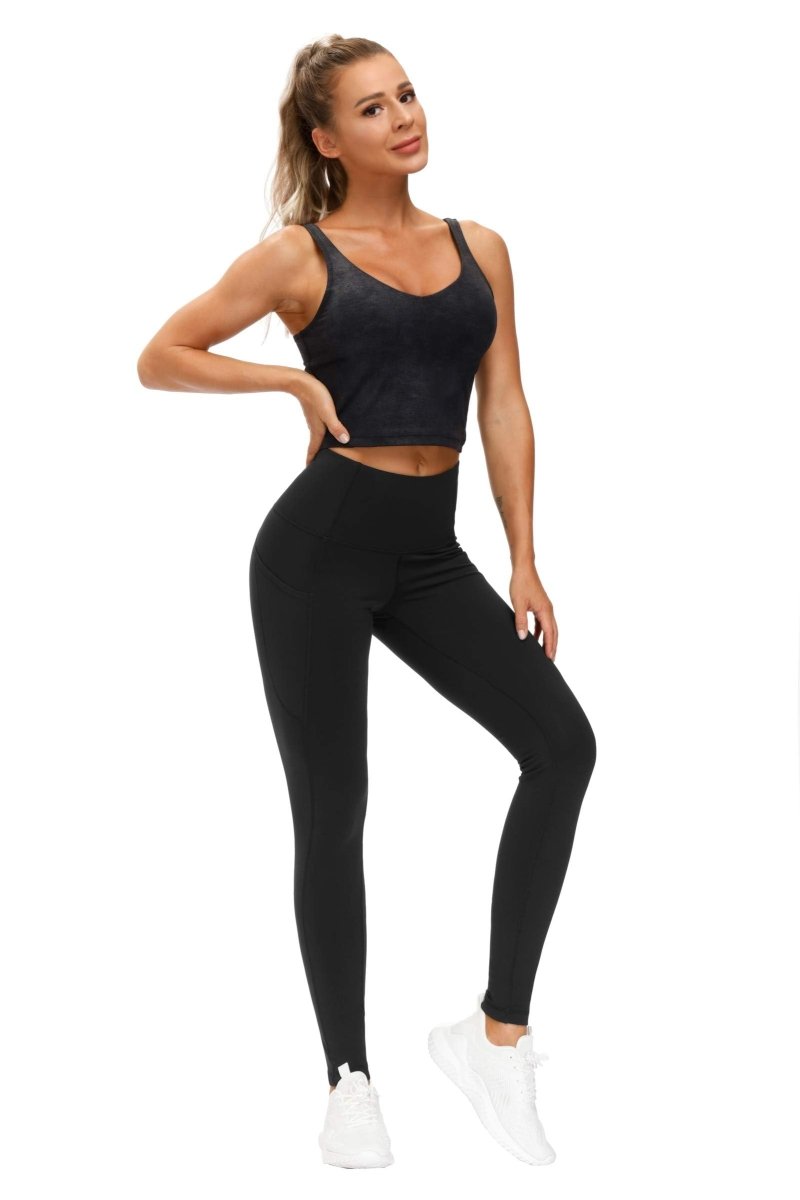 Cat Shop Boys - THE GYM PEOPLE Thick High Waist Yoga Pants with Pockets, Tummy Control Workout Running Yoga Leggings for Women (Large, Black)