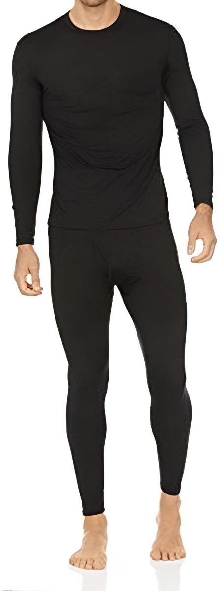 Cat Shop Boys - Thermajohn Long Johns Thermal Underwear for Men Fleece Lined Base Layer Set for Cold Weather (Large, Black)