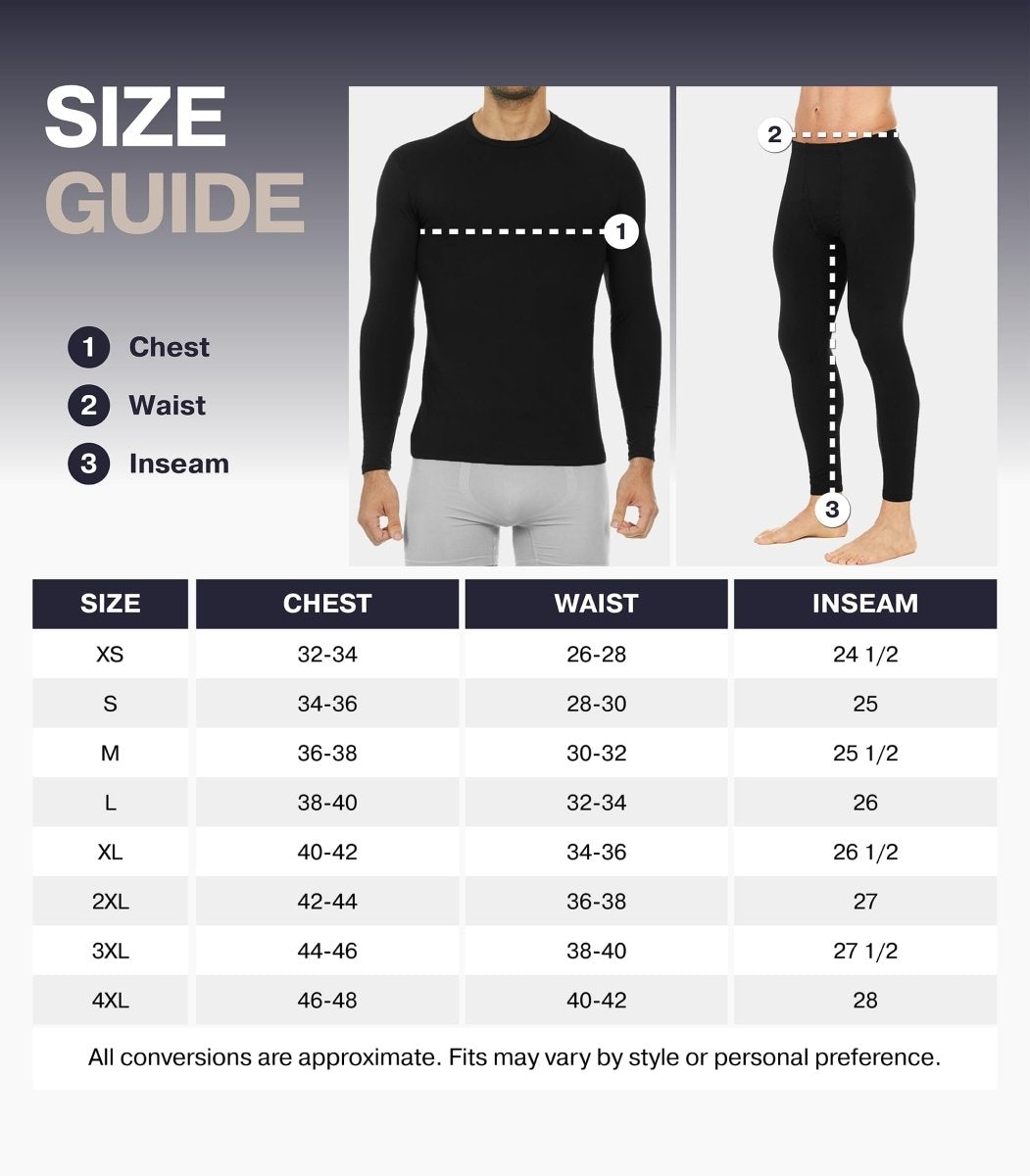 Cat Shop Boys - Thermajohn Long Johns Thermal Underwear for Men Fleece Lined Base Layer Set for Cold Weather (Large, Black)