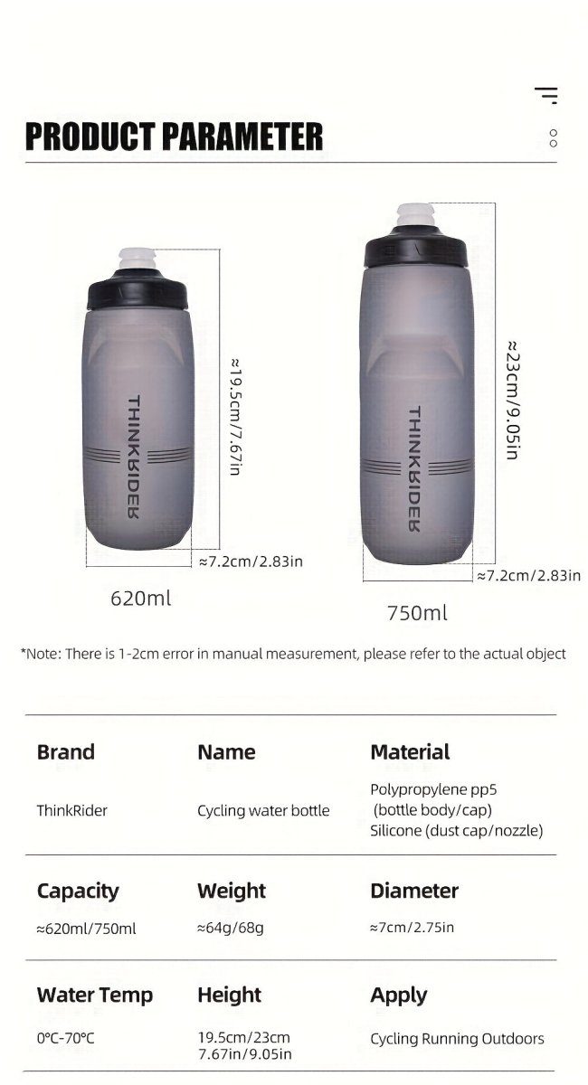 Cat Shop Boys - ThinkRider 20.96oz/25.36oz Bicycle Bottle, MTB Road Bike Water Bottle, Outdoor Sports Plastic Portable Large Capacity