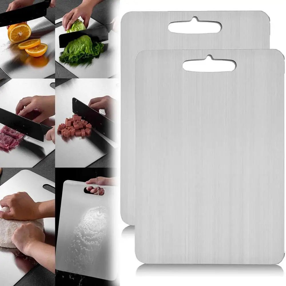 Cat Shop Boys - Titanium Cutting Boards for Kitchen Stainless Board 304 Steel Thickened Double Sided Food Grade Portable Fruit Meat Chopping