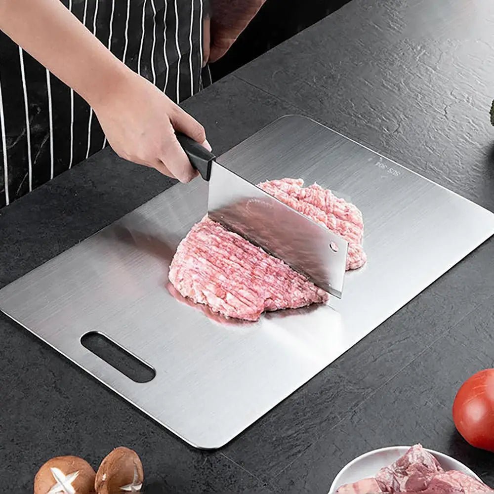 Cat Shop Boys - Titanium Cutting Boards for Kitchen Stainless Board 304 Steel Thickened Double Sided Food Grade Portable Fruit Meat Chopping