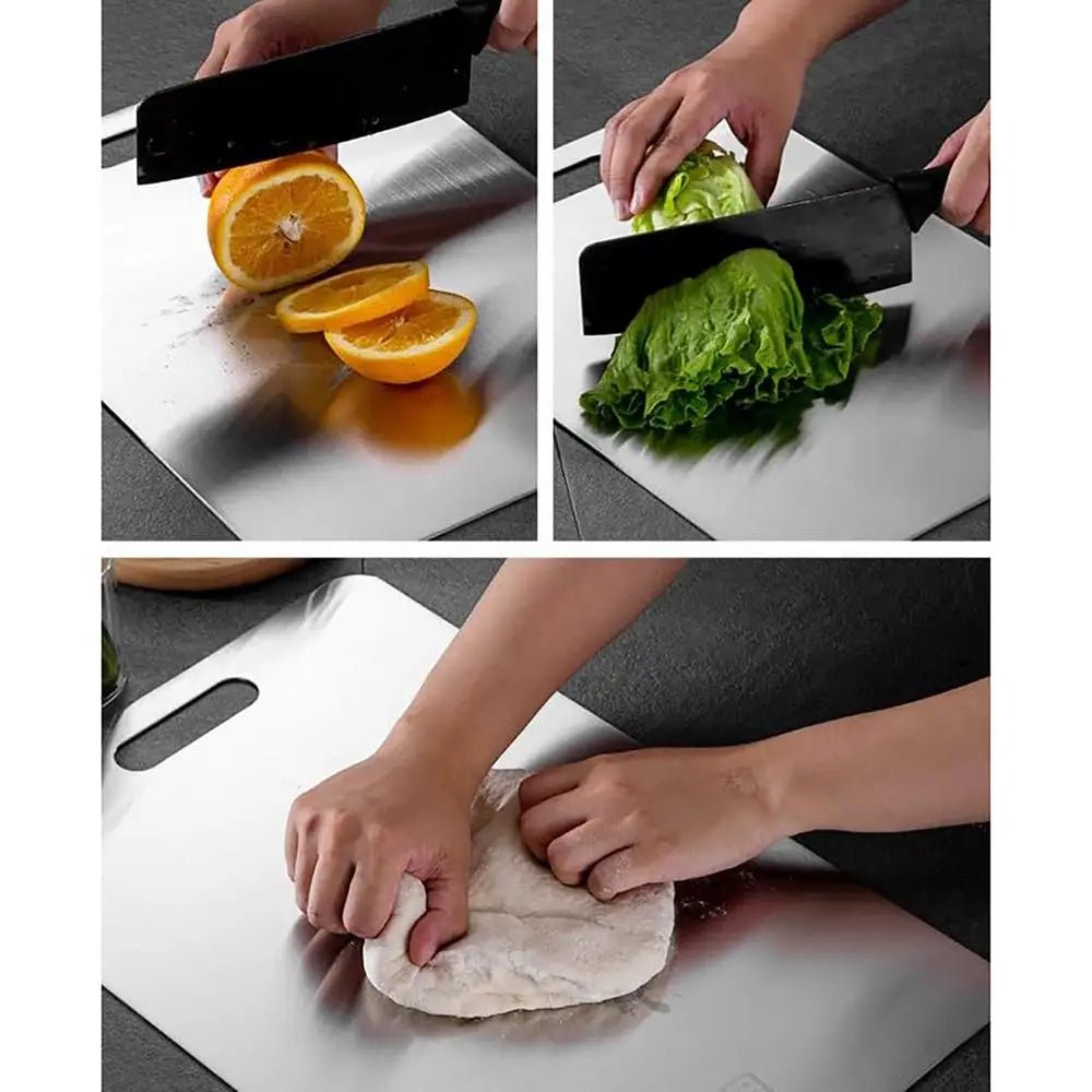 Cat Shop Boys - Titanium Cutting Boards for Kitchen Stainless Board 304 Steel Thickened Double Sided Food Grade Portable Fruit Meat Chopping