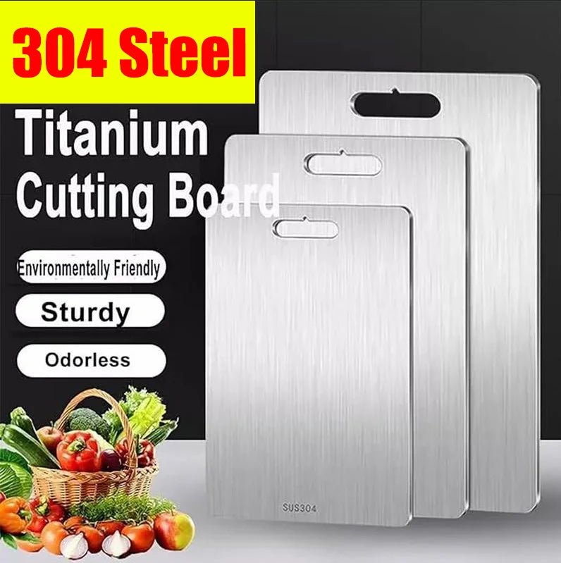 Cat Shop Boys - Titanium Cutting Boards for Kitchen Stainless Board 304 Steel Thickened Double Sided Food Grade Portable Fruit Meat Chopping