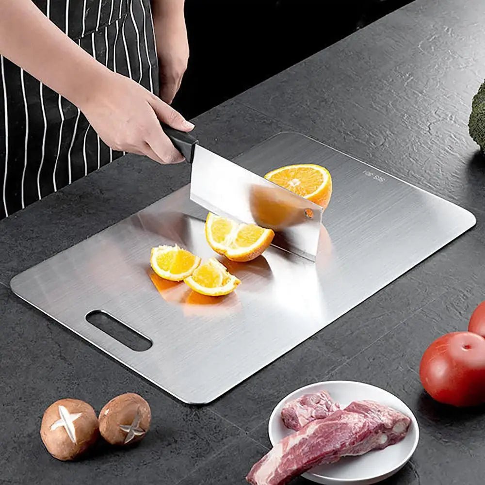 Cat Shop Boys - Titanium Cutting Boards for Kitchen Stainless Board 304 Steel Thickened Double Sided Food Grade Portable Fruit Meat Chopping