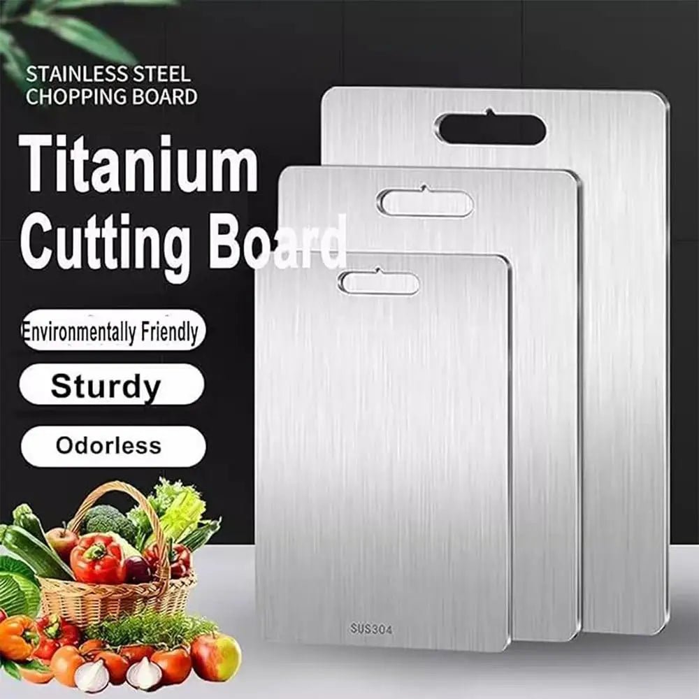 Cat Shop Boys - Titanium Cutting Boards for Kitchen Stainless Board 304 Steel Thickened Double Sided Food Grade Portable Fruit Meat Chopping