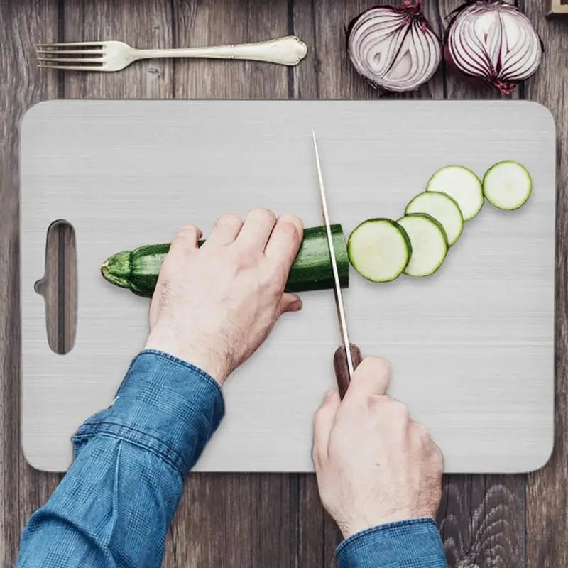 Cat Shop Boys - Titanium Cutting Boards for Kitchen Stainless Board 304 Steel Thickened Double Sided Food Grade Portable Fruit Meat Chopping