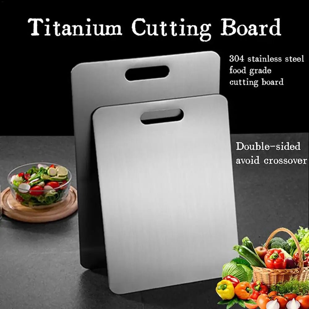 Cat Shop Boys - Titanium Cutting Boards for Kitchen Stainless Board 304 Steel Thickened Double Sided Food Grade Portable Fruit Meat Chopping