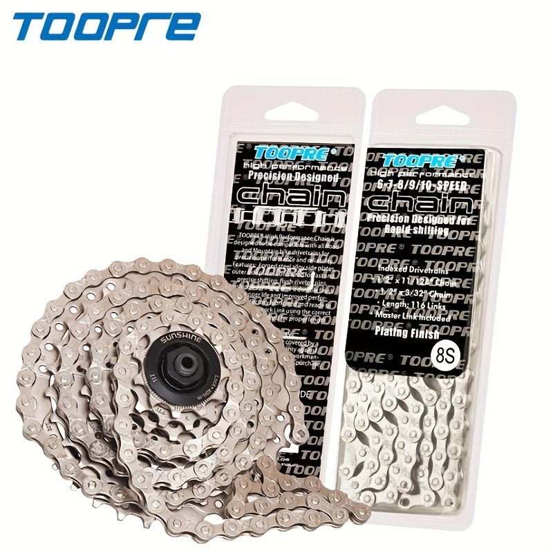 Cat Shop Boys - TOOPRE Ultralight Bicycle Chain - 116 Links for MTB, Road, and Folding Bikes - Compatible with 8S - 12S Speeds - Smooth and Durable Riding Experience