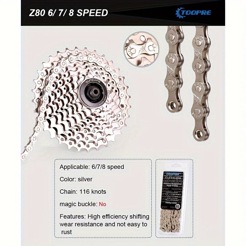 Cat Shop Boys - TOOPRE Ultralight Bicycle Chain - 116 Links for MTB, Road, and Folding Bikes - Compatible with 8S - 12S Speeds - Smooth and Durable Riding Experience