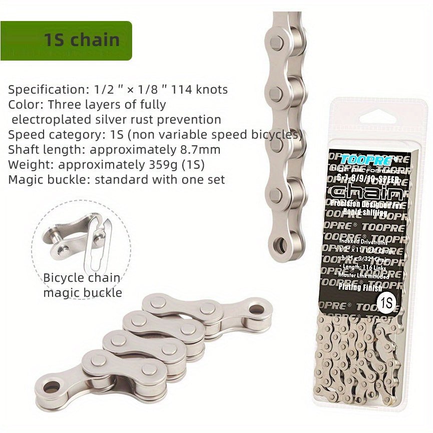 Cat Shop Boys - TOOPRE Ultralight Bicycle Chain - 116 Links for MTB, Road, and Folding Bikes - Compatible with 8S - 12S Speeds - Smooth and Durable Riding Experience