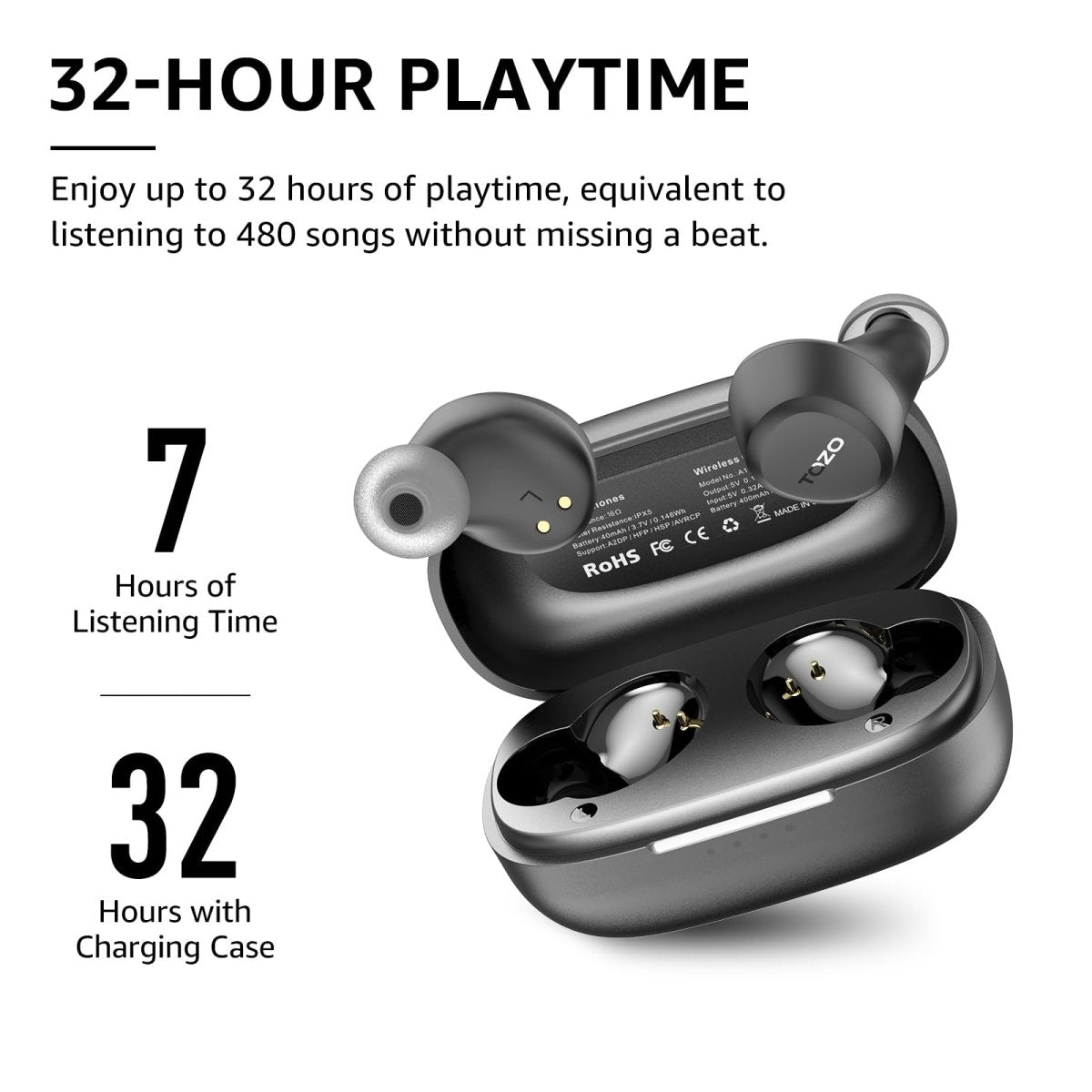 Cat Shop Boys - TOZO A1 Mini Wireless Earbuds Bluetooth 5.3 in Ear Light - Weight Headphones Built - in Mic Calls, IPX5 Waterproof, Immersive Premium Sound Connection Headset with Charging Case, 32 Preset EQs via APP