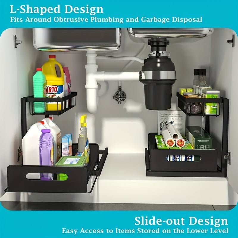 Cat Shop Boys - Under Sink Organizer, Pull Out Cabinet Organizer 2 Tier Slide Out Sink Shelf Cabinet Storage Shelves, Under Sink Storage for Kitchen Bathroom Cabinet