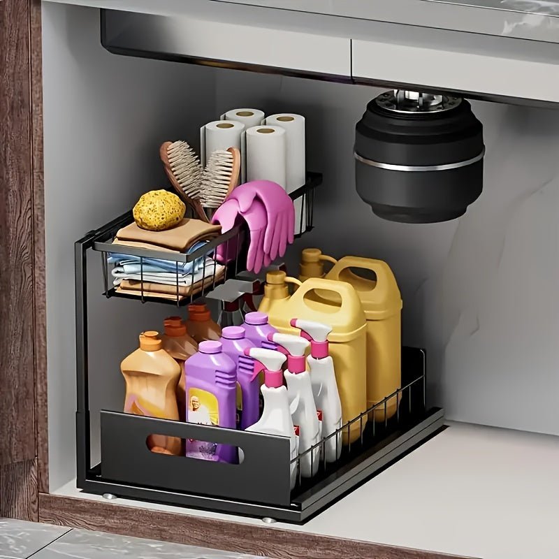 Cat Shop Boys - Under Sink Organizer, Pull Out Cabinet Organizer 2 Tier Slide Out Sink Shelf Cabinet Storage Shelves, Under Sink Storage for Kitchen Bathroom Cabinet