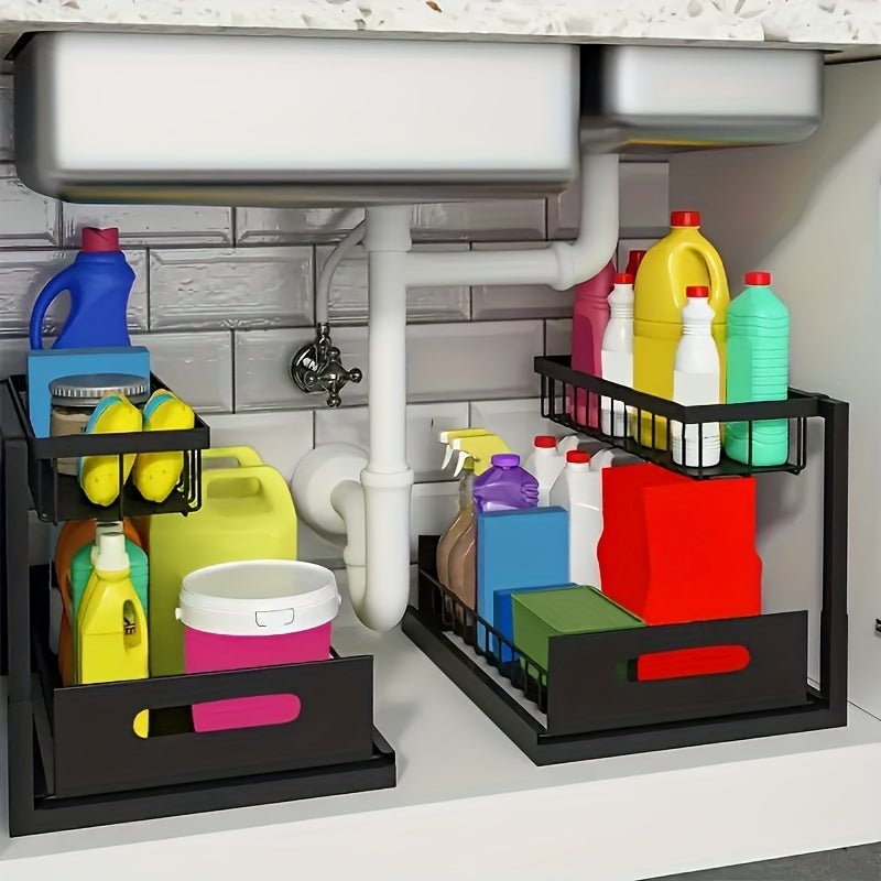 Cat Shop Boys - Under Sink Organizer, Pull Out Cabinet Organizer 2 Tier Slide Out Sink Shelf Cabinet Storage Shelves, Under Sink Storage for Kitchen Bathroom Cabinet