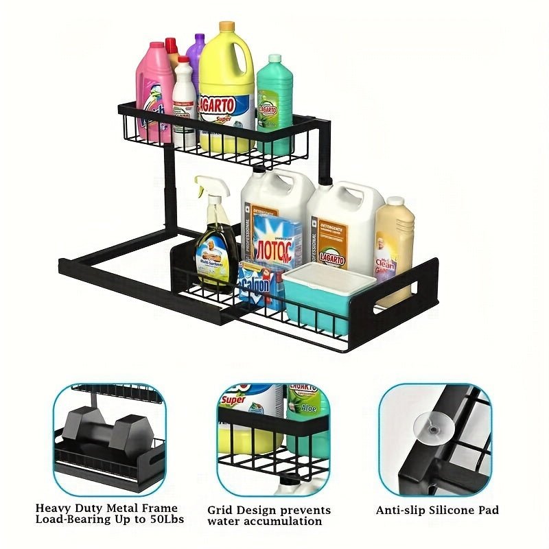 Cat Shop Boys - Under Sink Organizer, Pull Out Cabinet Organizer 2 Tier Slide Out Sink Shelf Cabinet Storage Shelves, Under Sink Storage for Kitchen Bathroom Cabinet