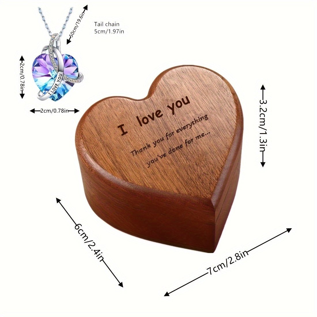 Cat Shop Boys - Unique Heart - Shaped Bamboo Gift Box - Handcrafted, Exquisite Design, Heart - Shaped Pendant Necklace Included, Perfect Birthday, Valentine's Day, Anniversary Gift for Wife, Girlfriend, Beloved, Her - Romantic, Thoughtful, and M