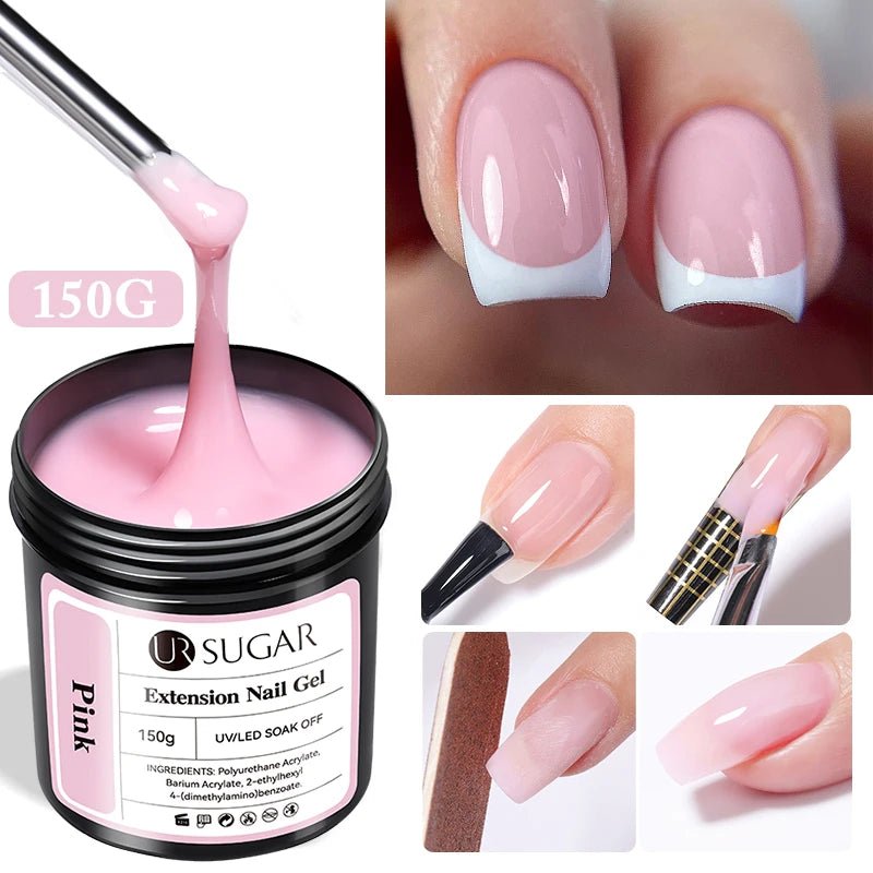 Cat Shop Boys - UR SUGAR 150g Quick Extension Gel Pink Jelly Milky White Camouflage Finger French Hard Gel UV LED Gel Nail Art Design Manicure