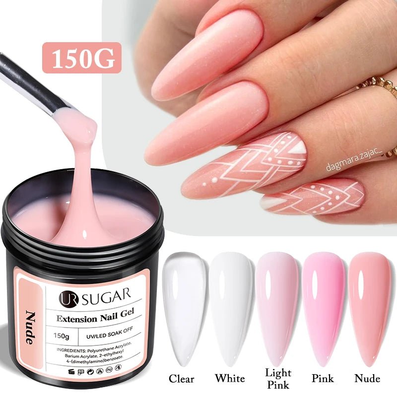 Cat Shop Boys - UR SUGAR 150g Quick Extension Gel Pink Jelly Milky White Camouflage Finger French Hard Gel UV LED Gel Nail Art Design Manicure