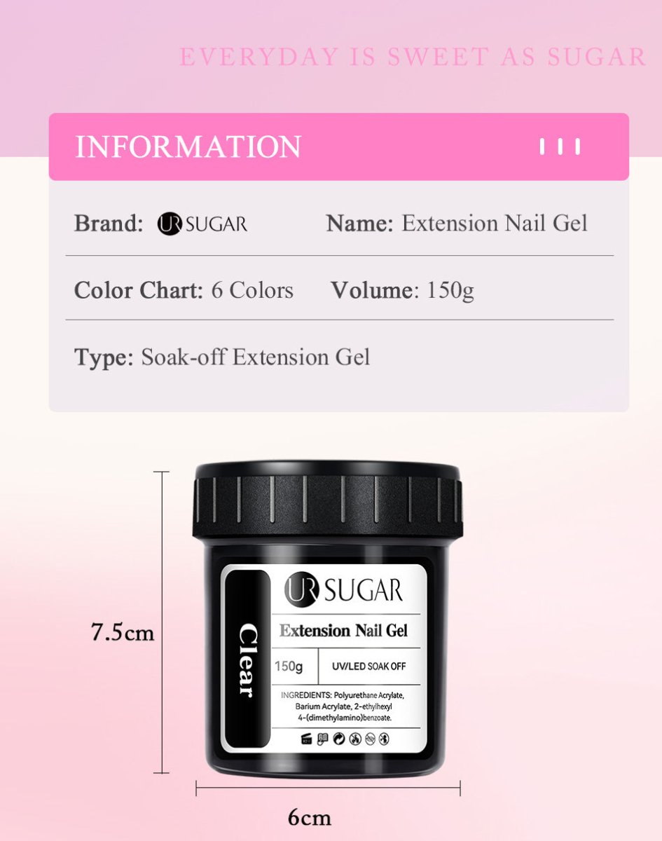 Cat Shop Boys - UR SUGAR 150g Quick Extension Gel Pink Jelly Milky White Camouflage Finger French Hard Gel UV LED Gel Nail Art Design Manicure