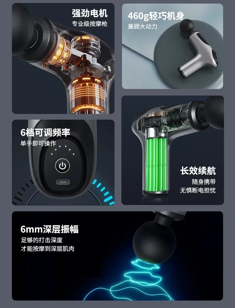 Cat Shop Boys - USB Mini Massage Gun Fascia Machine Muscle Relaxation Vibrating Gun Rod Massage Fitness Equipment Neck Grab Fascia Gun