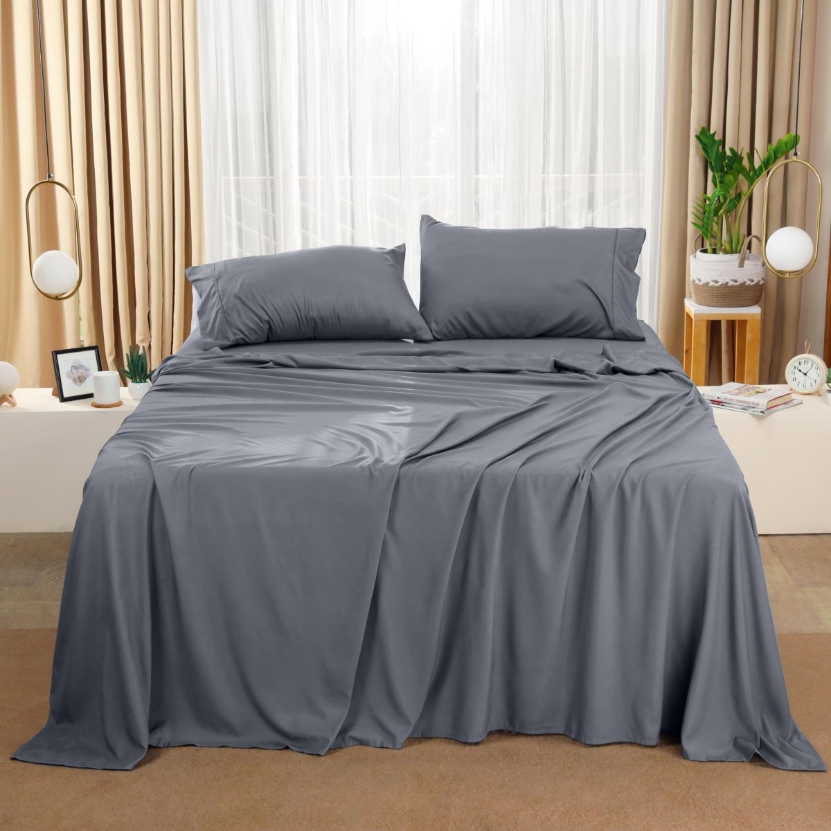 Cat Shop Boys - Utopia Bedding Queen Bed Sheets Set - 4 Piece Bedding - Brushed Microfiber - Shrinkage and Fade Resistant - Easy Care (Queen, Grey)