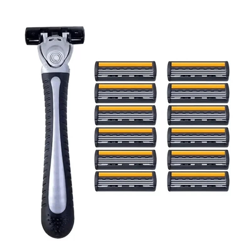 Cat Shop Boys - Variety Packs Skin Guard Anti - Slip Handle Replacement Triple Blades Reusable Safety Manual Razors for Men Shaving Bathing Trave