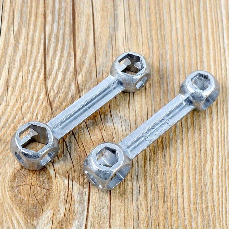 Cat Shop Boys - Versatile Bone - Shaped Hex Wrench for Bicycle Repair - Durable Zinc Alloy, Multi - Hole Design, Silvery