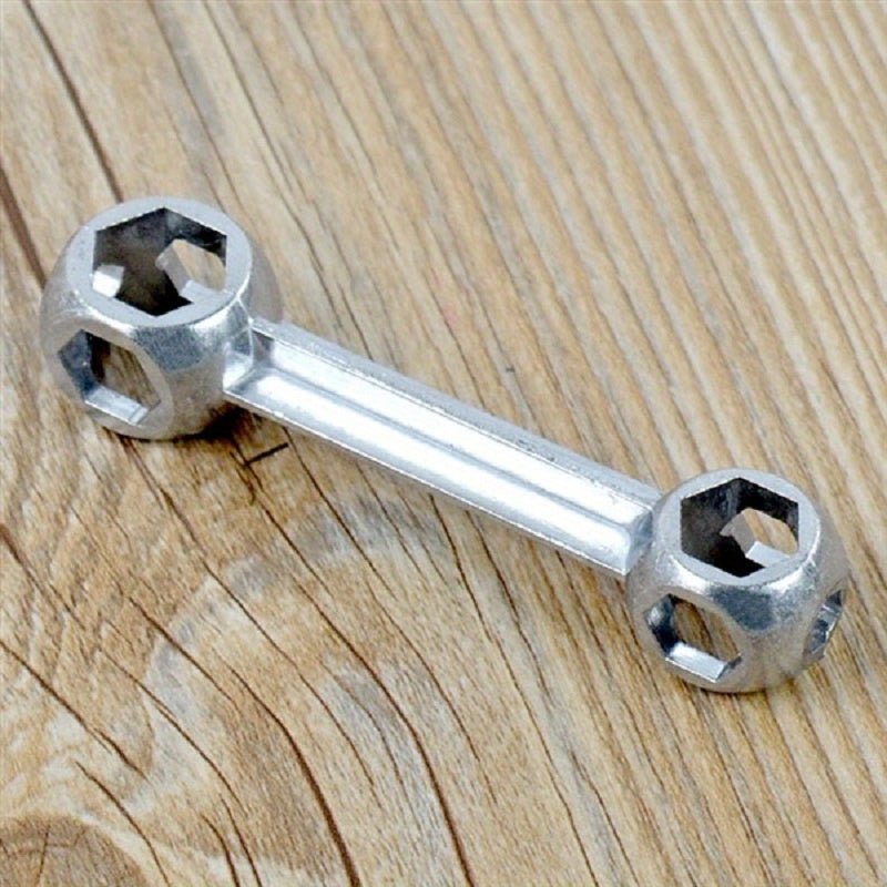 Cat Shop Boys - Versatile Bone - Shaped Hex Wrench for Bicycle Repair - Durable Zinc Alloy, Multi - Hole Design, Silvery