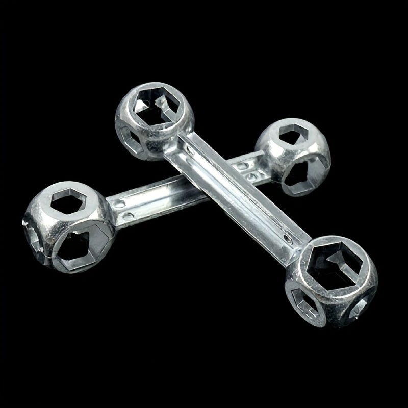 Cat Shop Boys - Versatile Bone - Shaped Hex Wrench for Bicycle Repair - Durable Zinc Alloy, Multi - Hole Design, Silvery