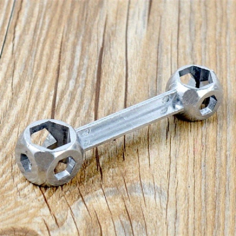 Cat Shop Boys - Versatile Bone - Shaped Hex Wrench for Bicycle Repair - Durable Zinc Alloy, Multi - Hole Design, Silvery