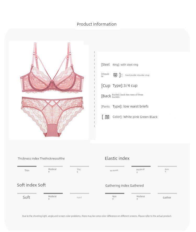 Cat Shop Boys - Vido Sexy Lace Ultra Thin Sponge - Free Transparent Bra Bra for Women Intimates Natural - looking Bra Set