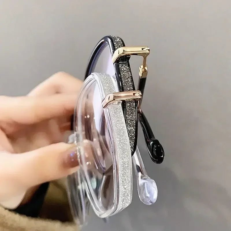 Cat Shop Boys - Vintage Square Metal Glitter Frame Reading Glasses Women Fashion Optical Eyewear Anti - blue Light Presbyopia Eyeglasses