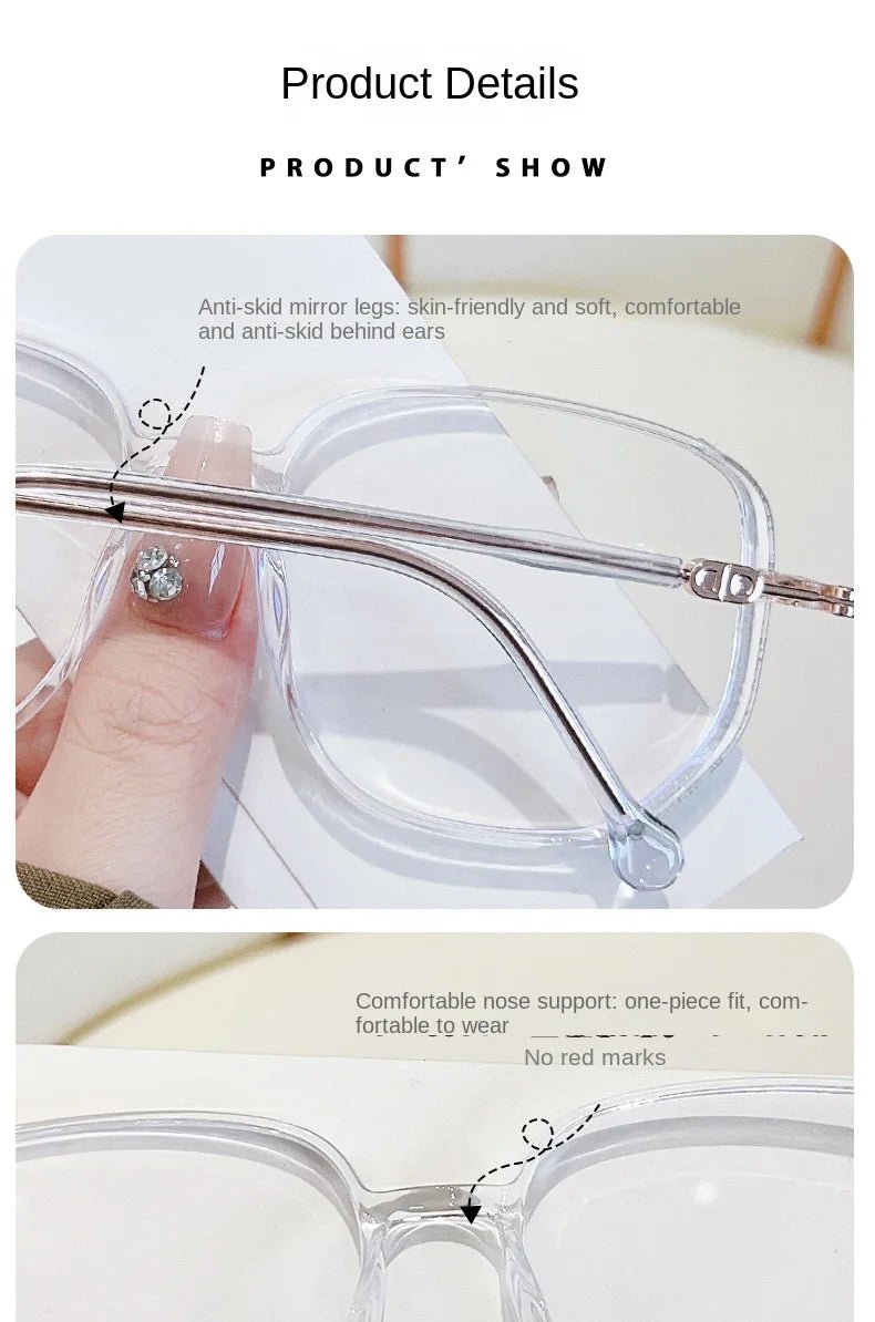 Cat Shop Boys - Vintage Square Metal Glitter Frame Reading Glasses Women Fashion Optical Eyewear Anti - blue Light Presbyopia Eyeglasses