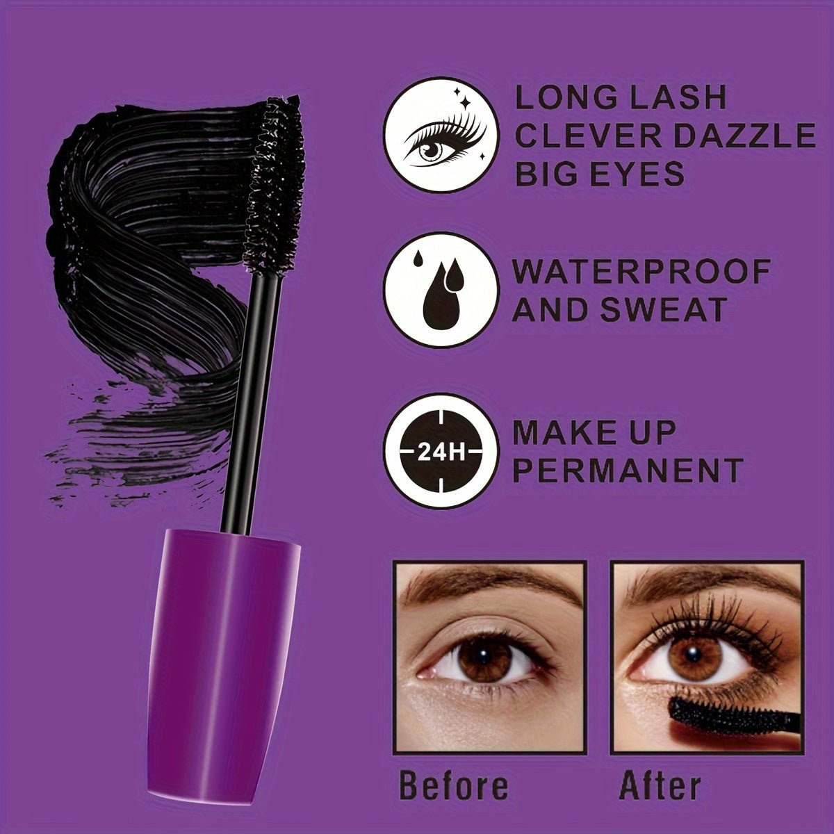 Cat Shop Boys - Waterproof 3D Black Mascara - Long - Lasting, Smudge - Proof & Moisturizing for Natural Curl & Thick Lashes